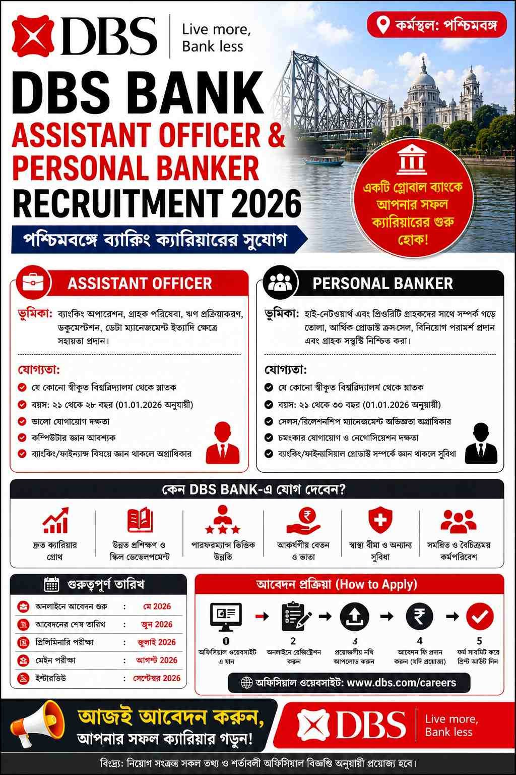 DBS Bank Assistant Officer & Personal Banker Recruitment 2026
