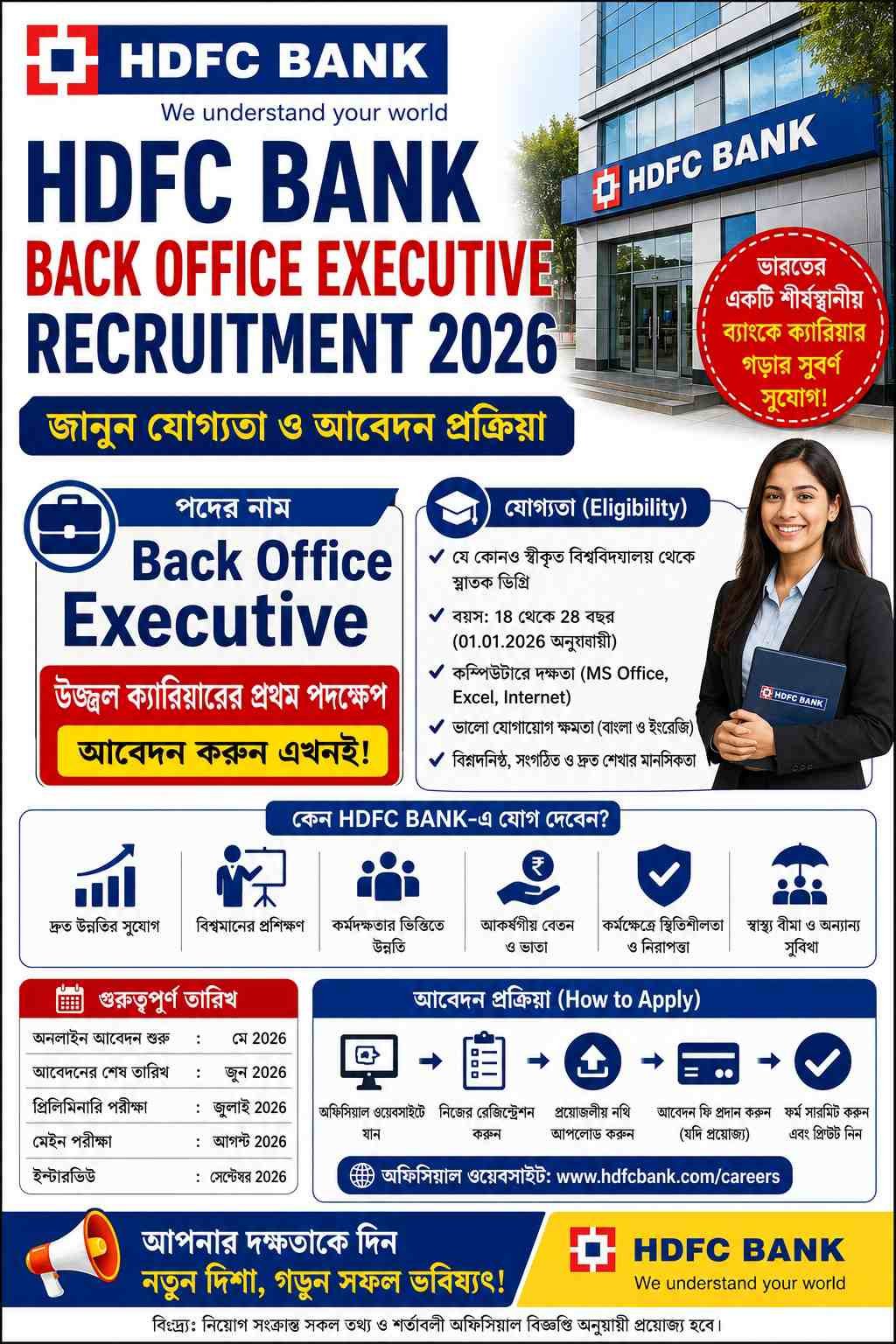 HDFC Bank Back Office Executive Recruitment 2026